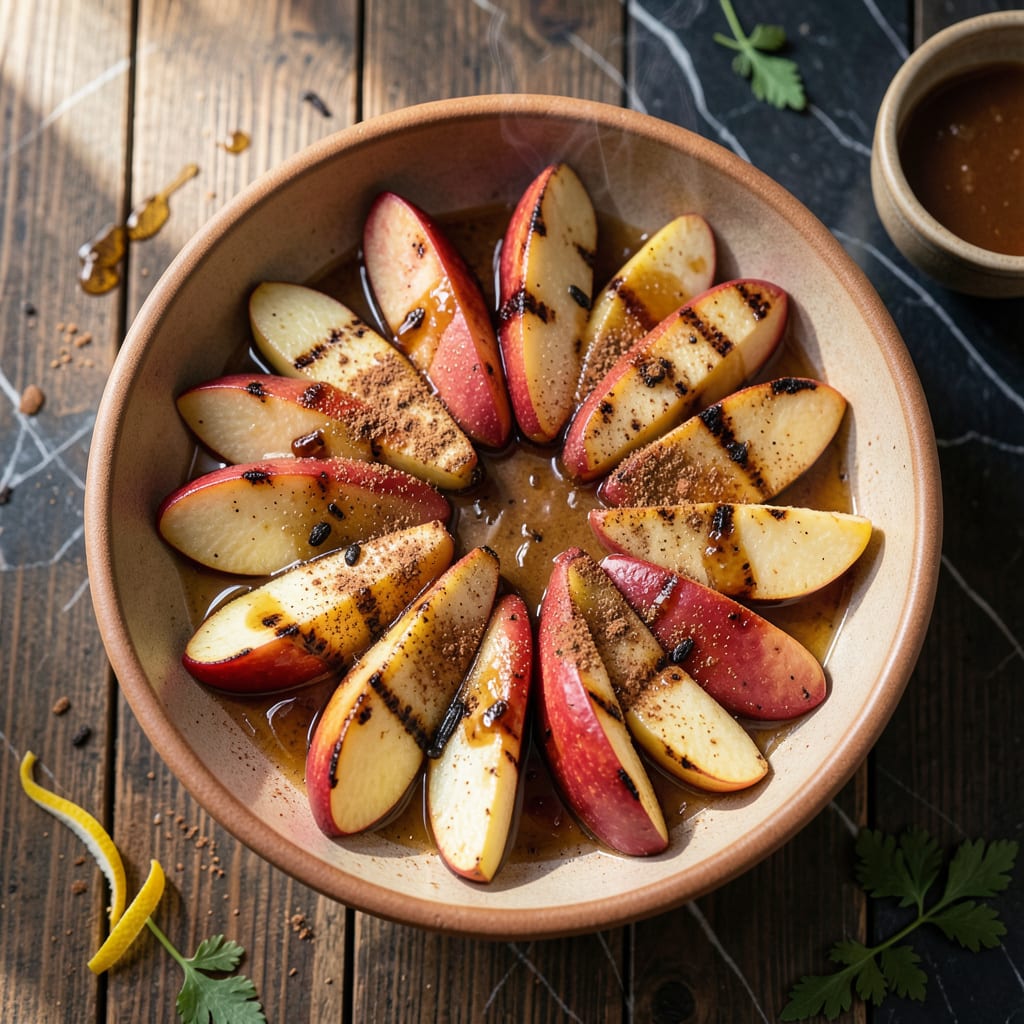 Grilled Apples Recipe: Caramelized Cinnamon Kissed Slices illustration with key details
