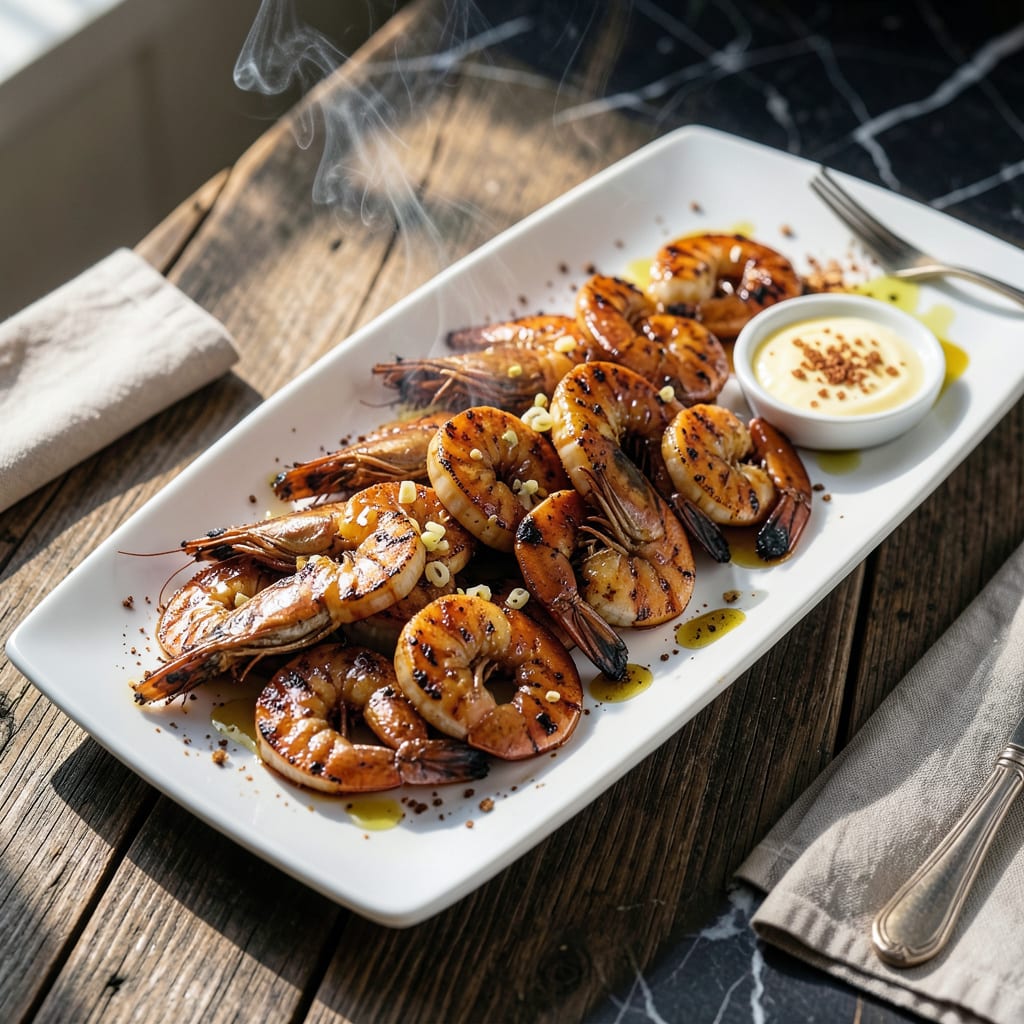 Grilled Barbecue Shrimp Recipe: Smoky Char With Spiced Garlic Butter example with annotations