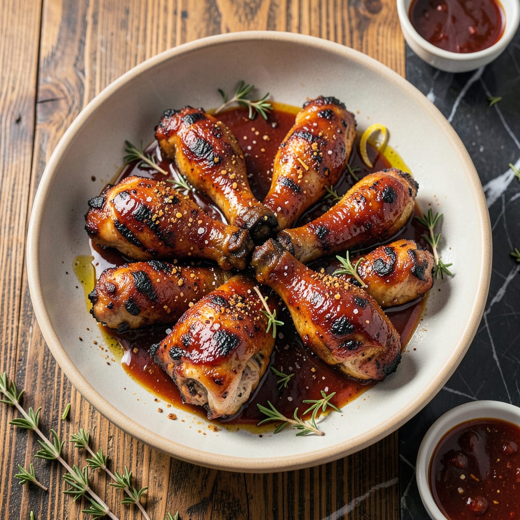 Grilled BBQ Chicken Drumsticks Recipe: Smoky Char and Juicy Bites illustration with key details