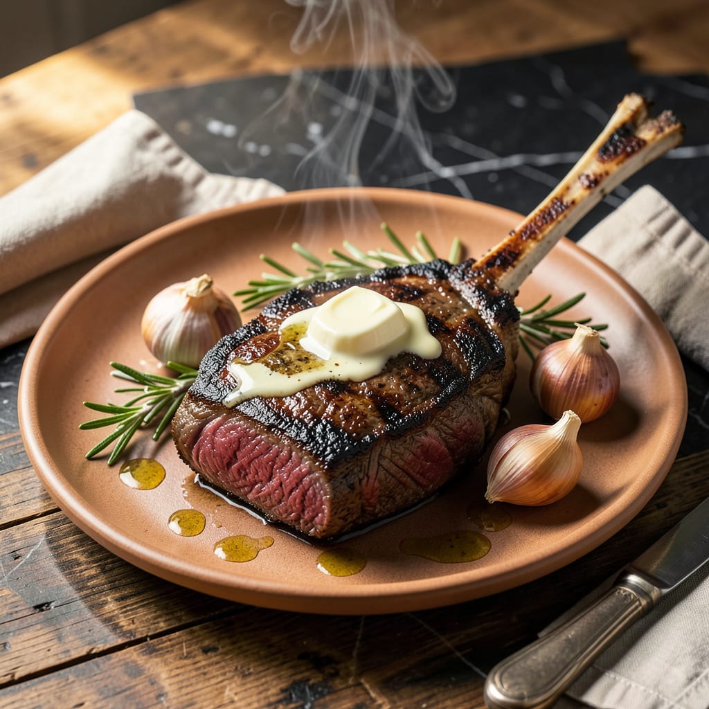 Comprehensive Grilled Bone In Ribeye Steak Recipe: Charcoal Kissed With Herb Butter Baste visual reference
