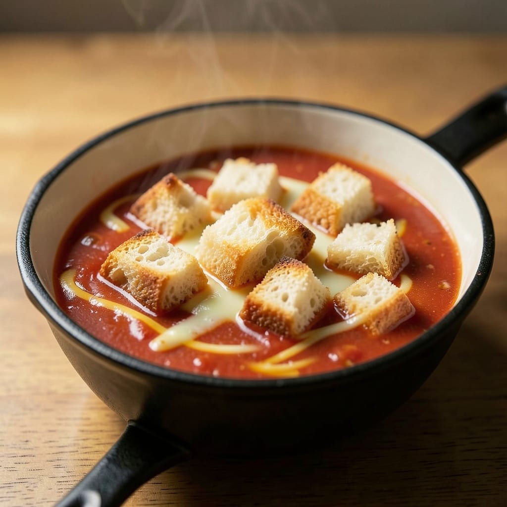 Grilled Cheese Soup Recipe: Creamy Tomato Base With Melty Bread Cubes