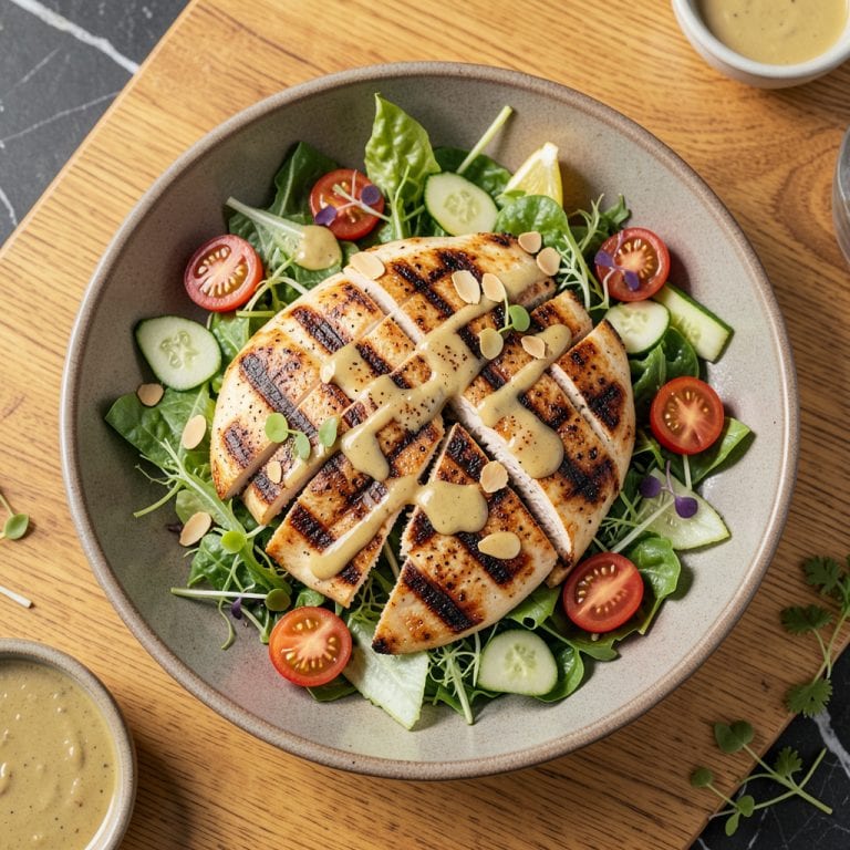 Grilled Chicken Salad: Juicy Protein Over Crisp Greens and Bold Flavors example with annotations