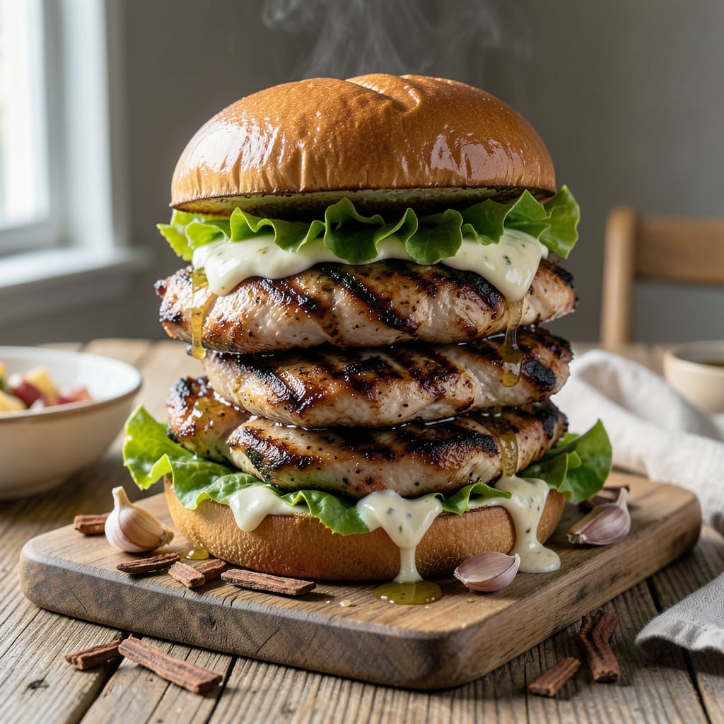 Comprehensive Grilled Chicken Thigh Sandwich Recipe: Smoky Char with Garlic Aioli visual reference