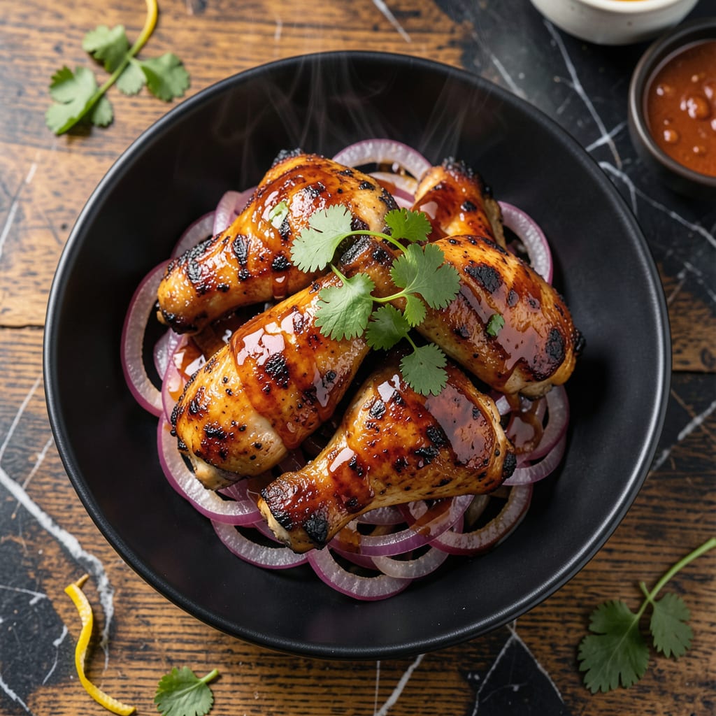 grilled honey buffalo chicken thighs recipe example with annotations