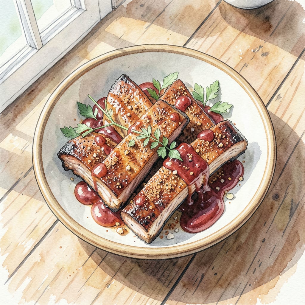 Visual representation of grilled pork ribs recipe