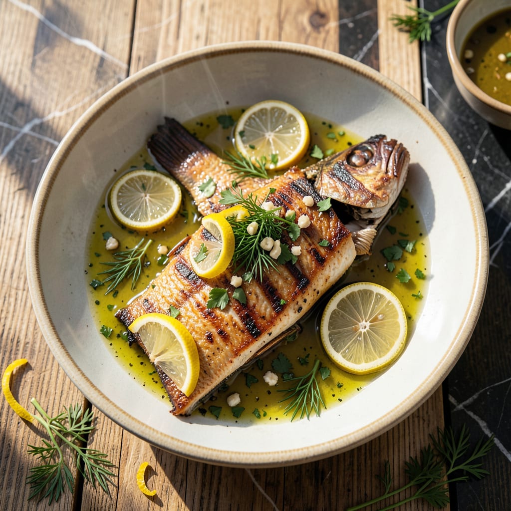 Grilled Red Snapper Recipe: Mediterranean Citrus and Herb Infusion illustration with key details