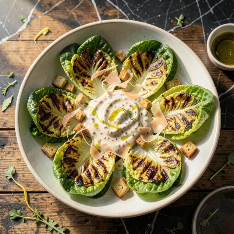 Complete Grilled Romaine Caesar Salad Recipe: Smoky Char With Garlic Anchovy Dressing overview image
