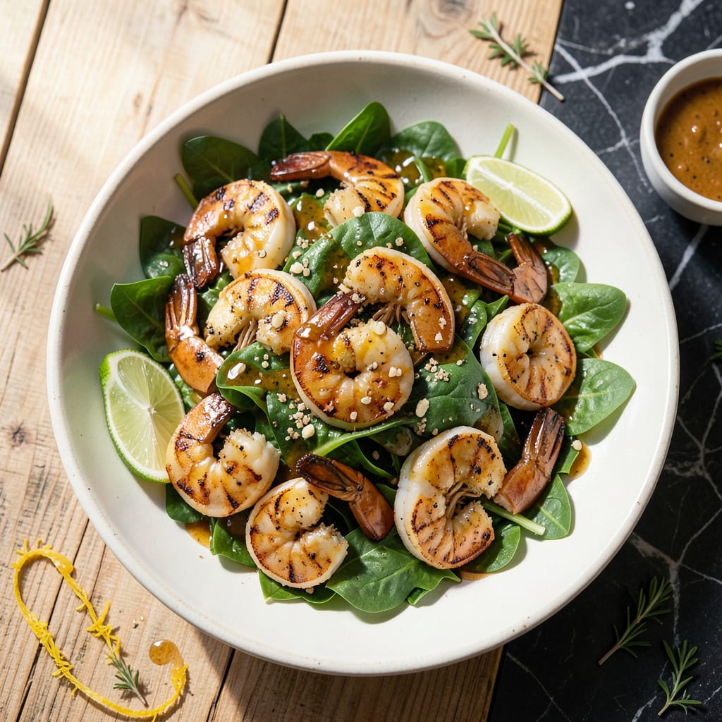 Visual representation of Grilled Shrimp Salad Recipe: Charred Citrus Zing Over Fresh Greens