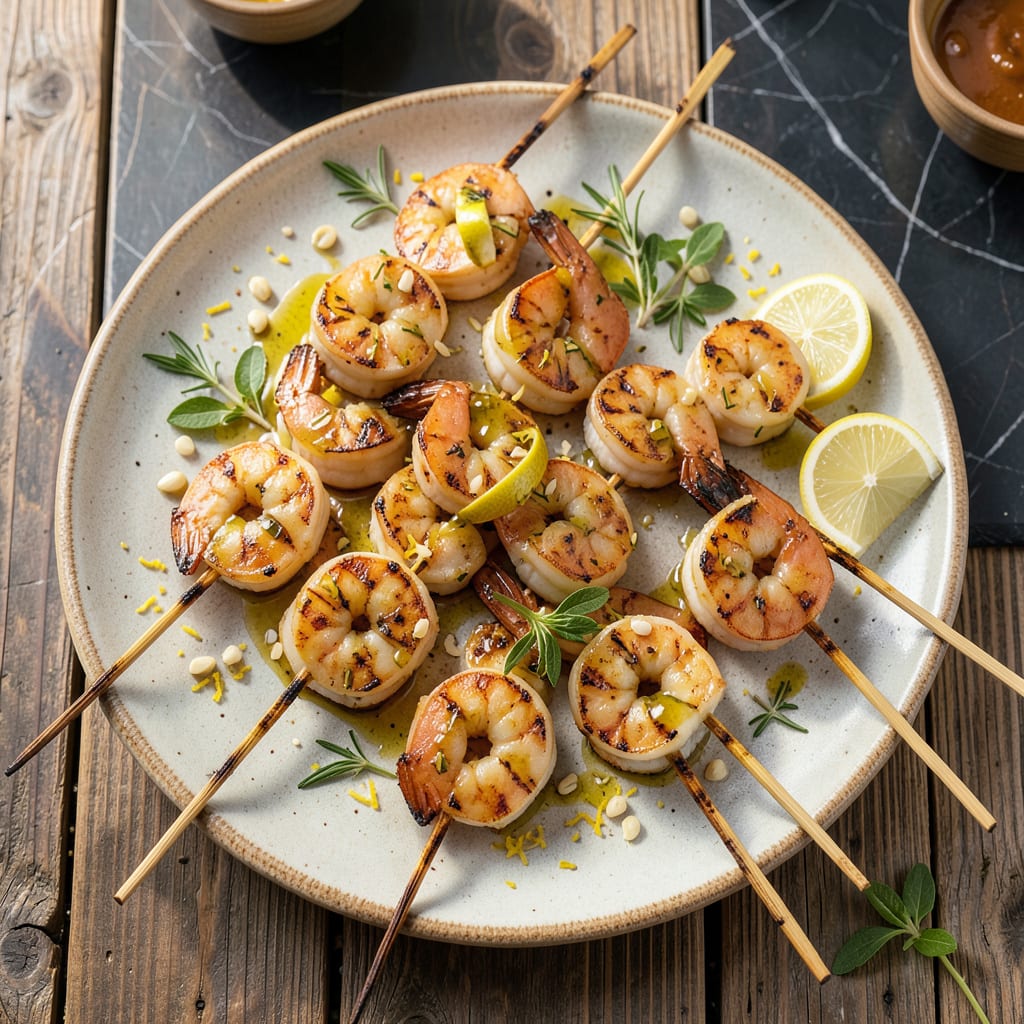 Complete Grilled Shrimp Skewers Recipe: Charred and Zesty Lemon Garlic Delight overview image