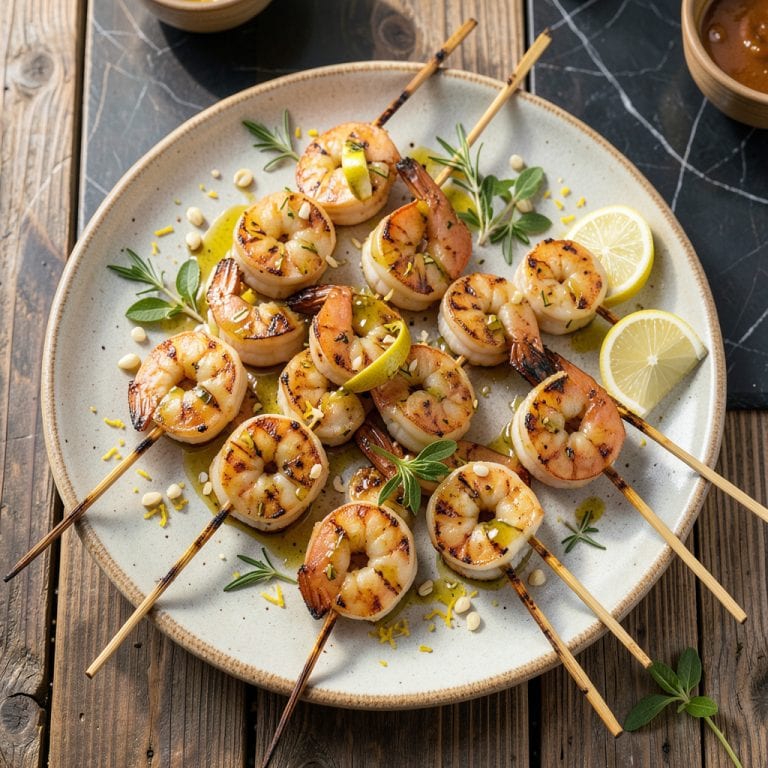 Complete Grilled Shrimp Skewers Recipe: Charred and Zesty Lemon Garlic Delight overview image