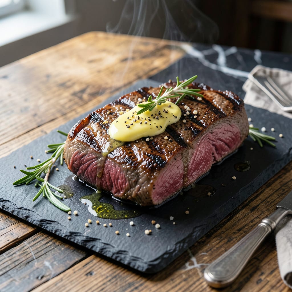 grilled sirloin steak recipe illustration with key details