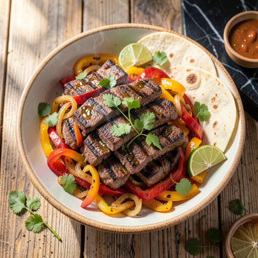 Complete Grilled Skirt Steak Fajitas Recipe: Charred Strips with Smoky Peppers overview image