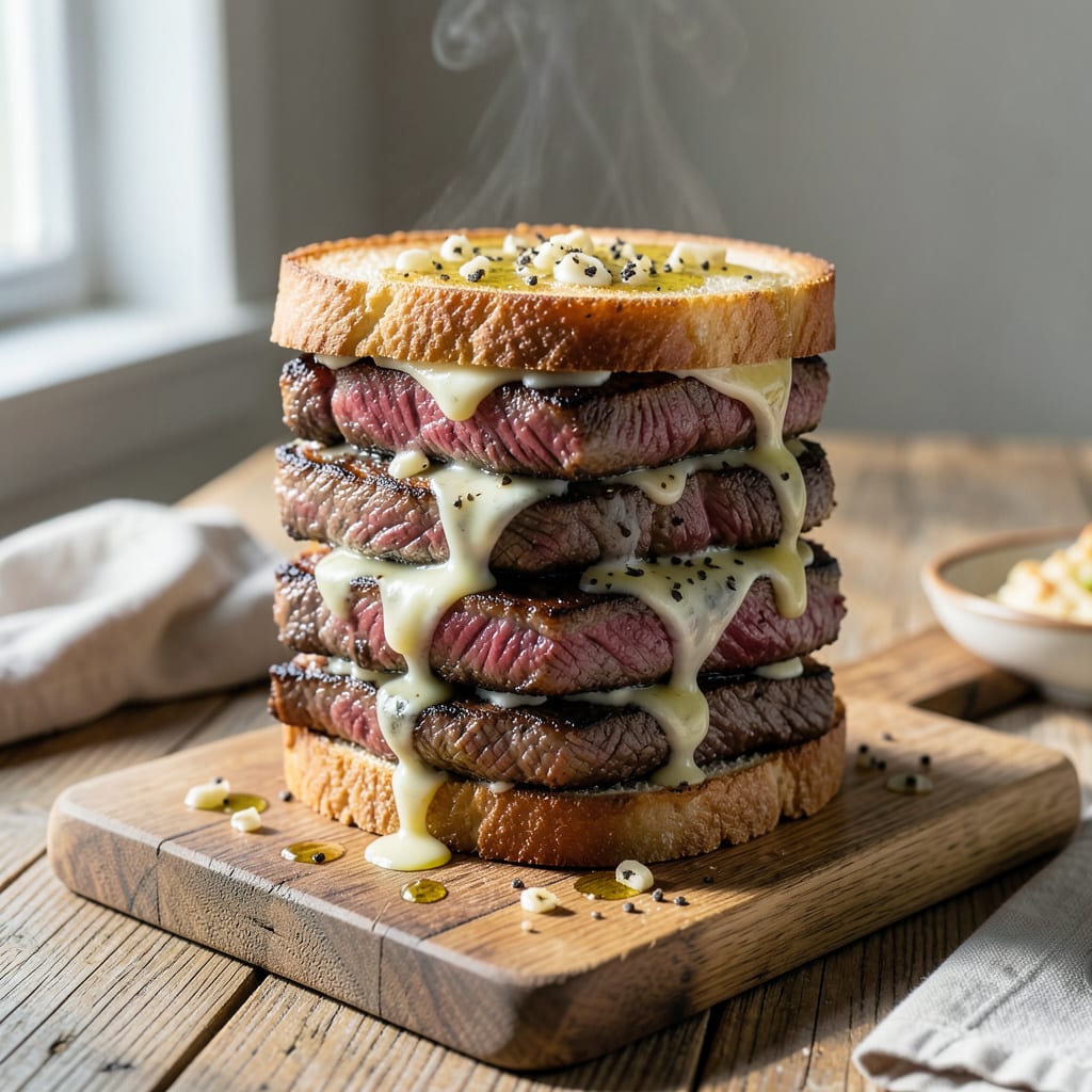 Grilled Steak Sandwich Recipe: Charred Beef Between Toasted Bread detailed visual guide