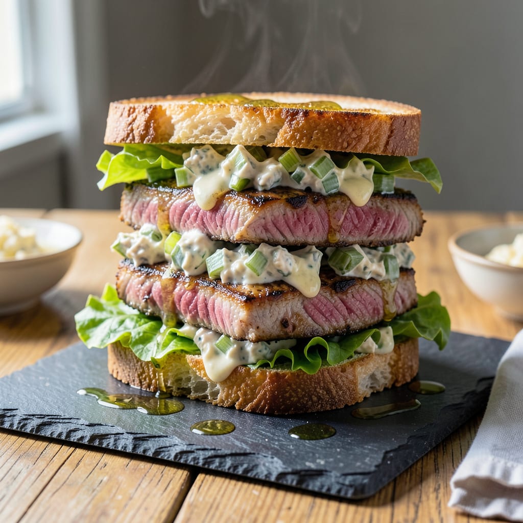 Complete grilled tuna salad sandwich recipe overview image