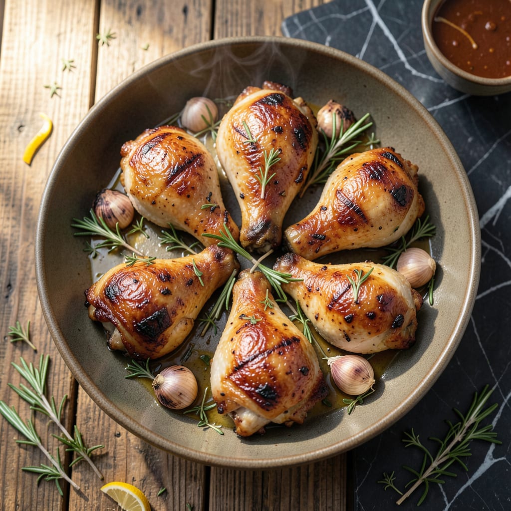 Visual representation of Grilled Turkey Drumstick Recipe: Charcoal Kissed With Garlic Herb Rub