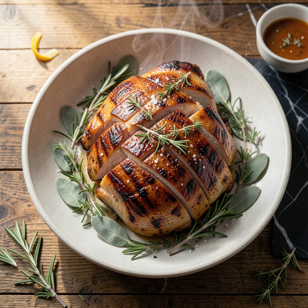 Grilled Turkey Recipe: Herb Infused Juiciness With Charred Edges illustration with key details