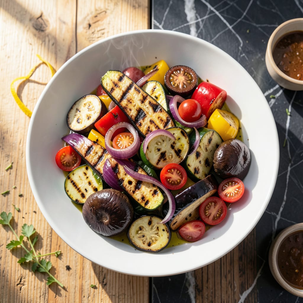 Complete grilled veggie salad recipe overview image