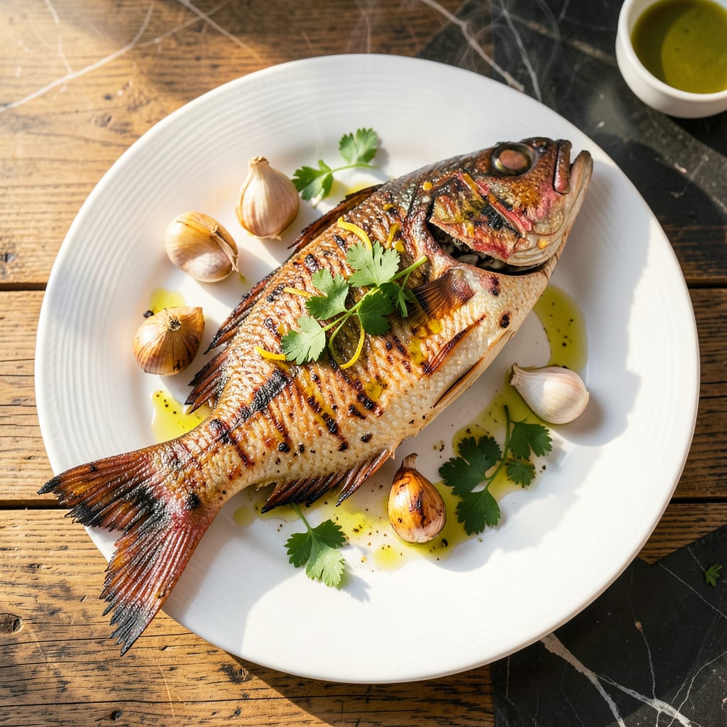 Grilled Whole Red Snapper Recipe: Charcoal Kissed Mediterranean Elegance example with annotations