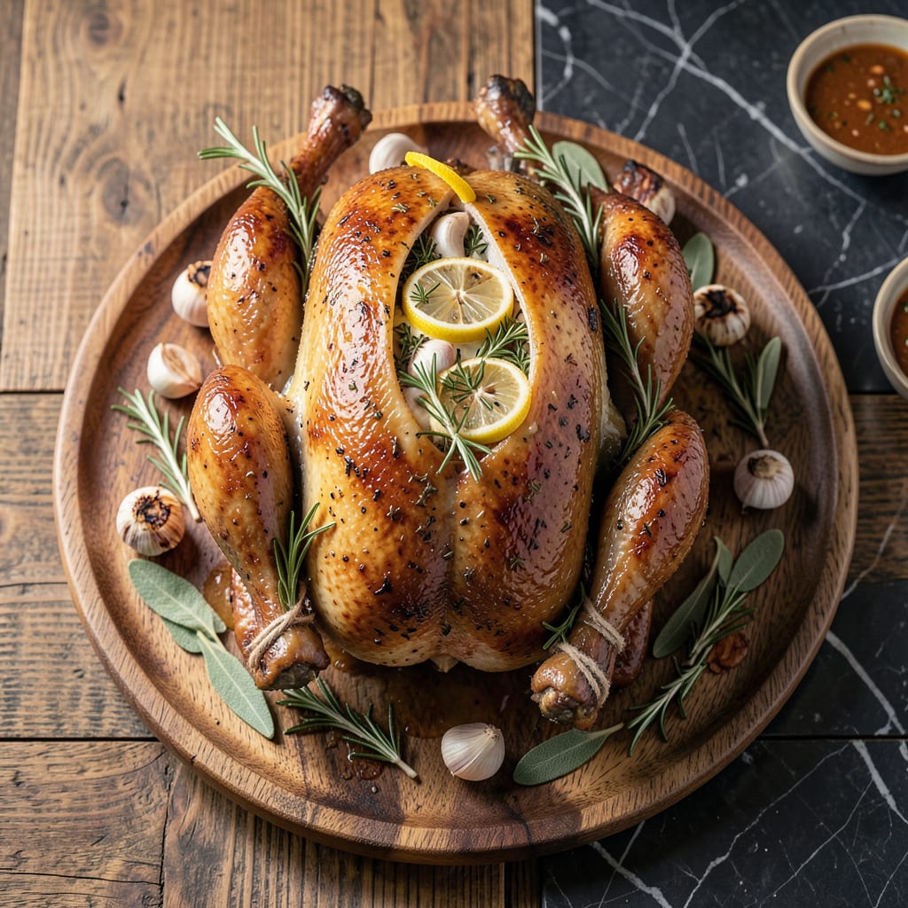 Visual representation of Grilled Whole Turkey Recipe: Smoky Char With Herb Butter Glaze