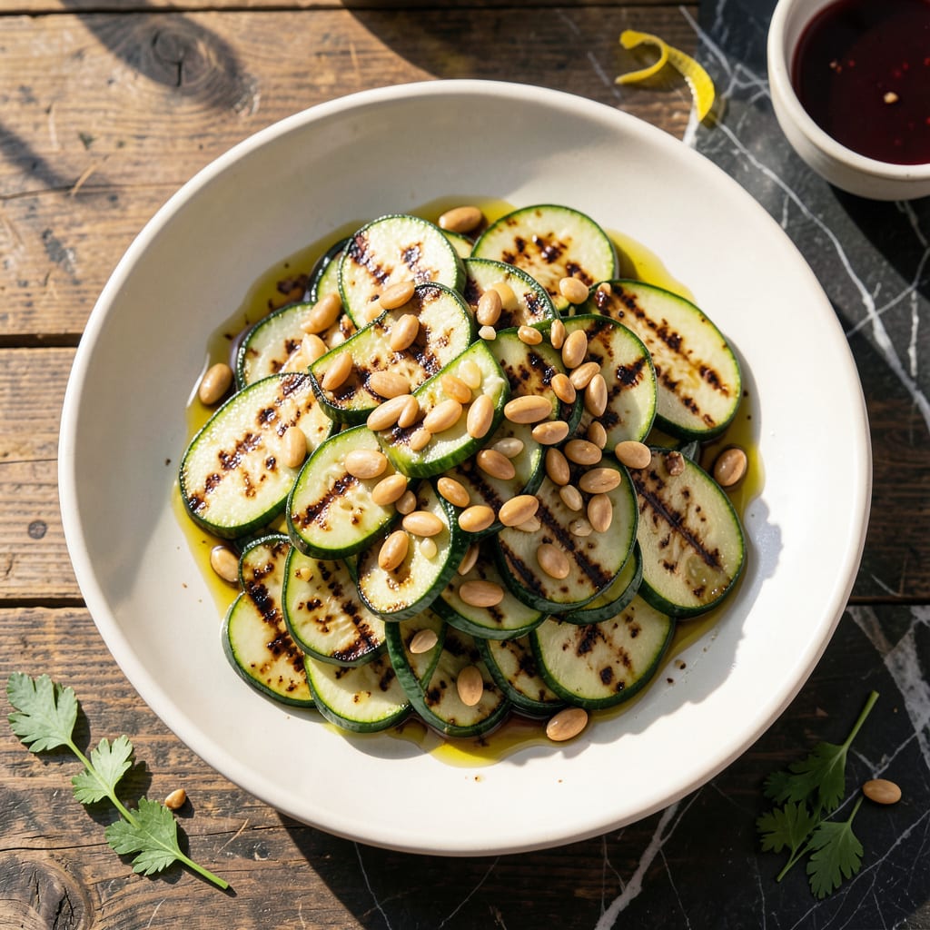 Visual representation of grilled zucchini salad recipe