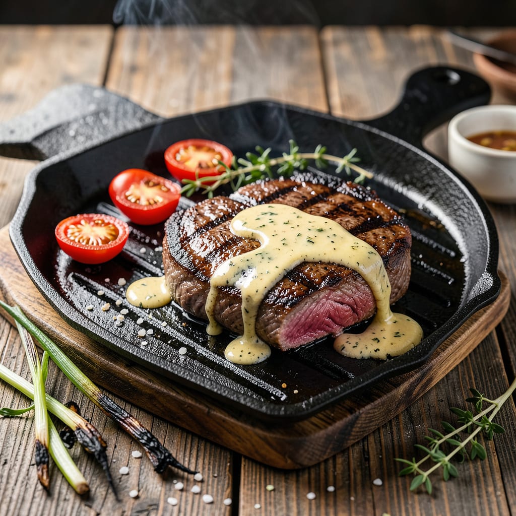 Visual representation of Grilling a Thick Steak: Perfect Char and Juicy Pink Center Every Time
