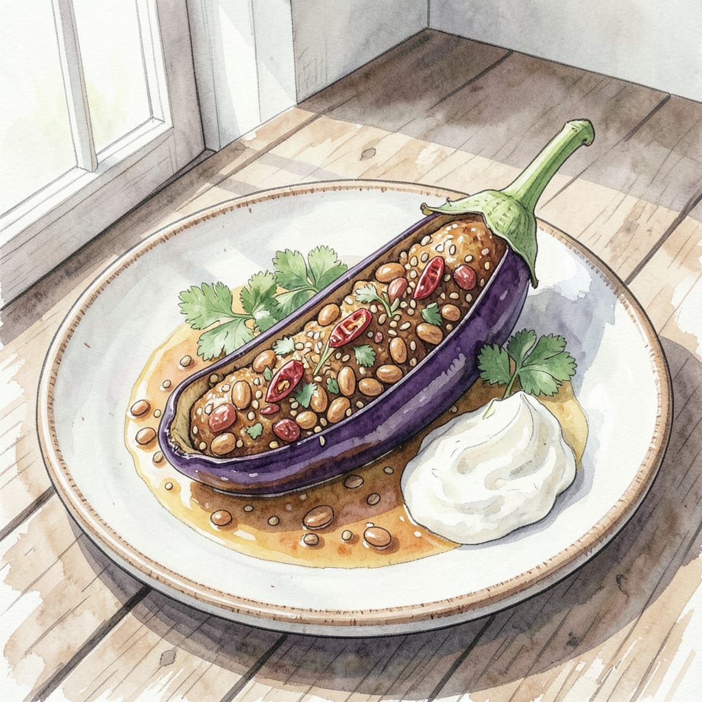 Gutti Vankaya Recipe: Andhra Style Stuffed Eggplant Delight example with annotations