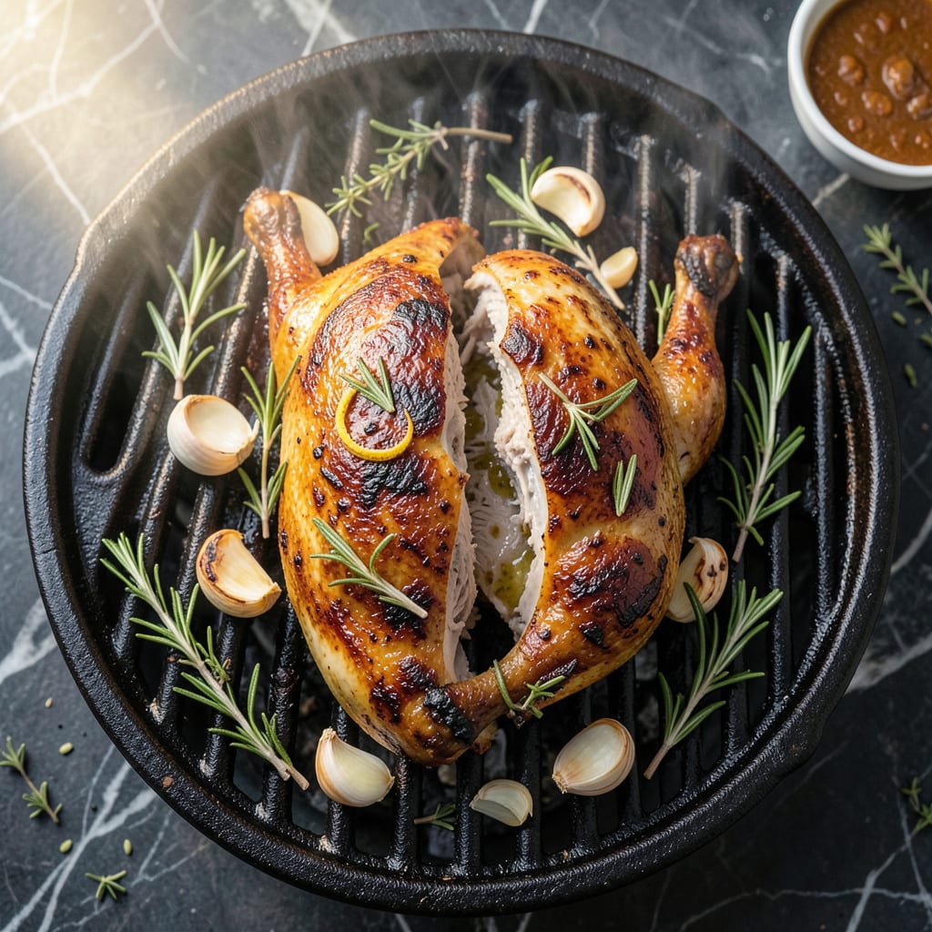 Half Chicken on the Grill Recipe: Smoky Char With Herb Infused Juiciness illustration with key details