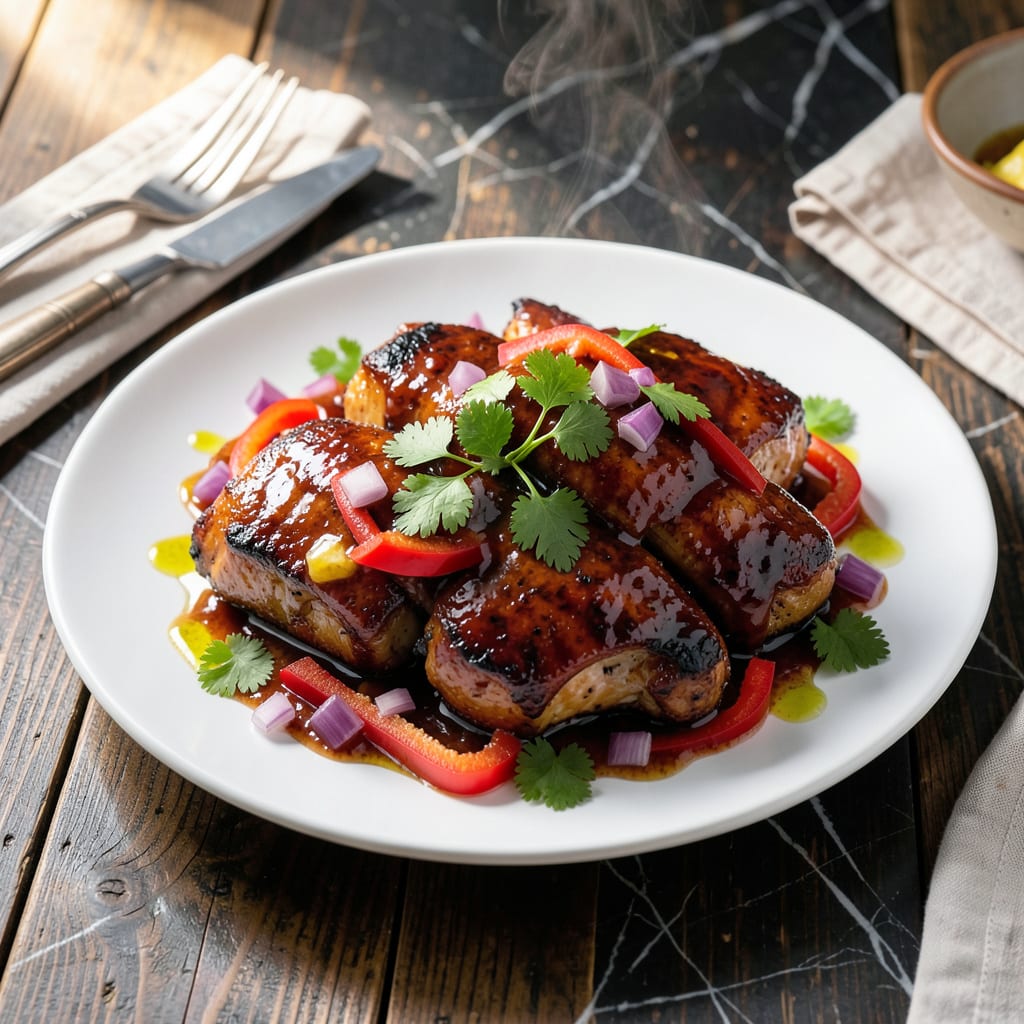 hawaiian bbq chicken slow cooker recipe illustration with key details
