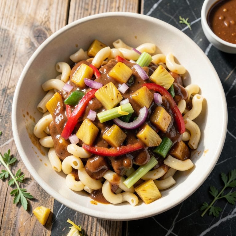 Hawaiian BBQ Pasta Salad Recipe: Tropical Sweetness Meets Smoky Tang example with annotations