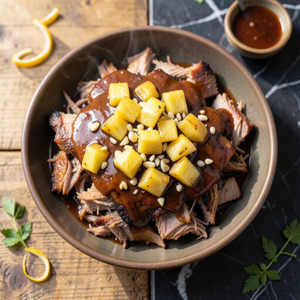 hawaiian bbq pulled pork recipe illustration with key details