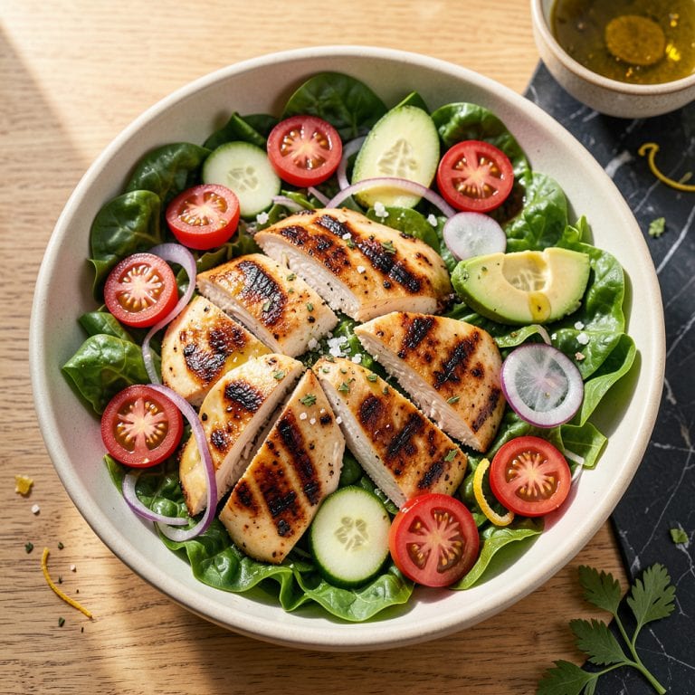 Complete healthy grilled chicken salad recipe overview image