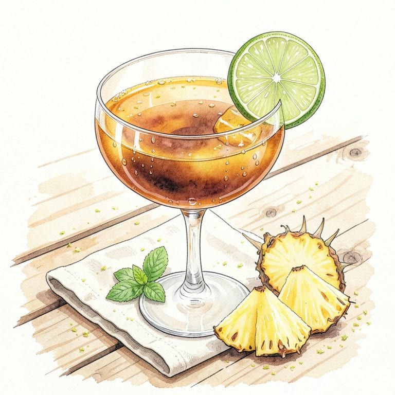 Henny Island Drink Recipe: Tropical Rum Cocktail With Pineapple Twist illustration with key details