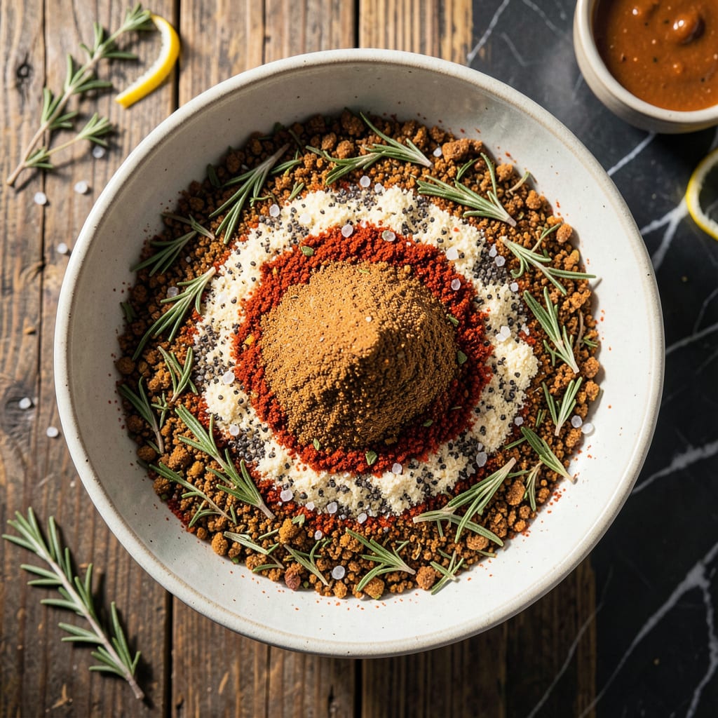 hey grill hey turkey rub recipe illustration with key details