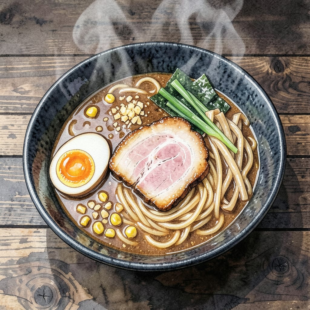 Visual representation of Hokkaido Ramen Recipe: Rich Miso Broth With Tender Chashu Pork