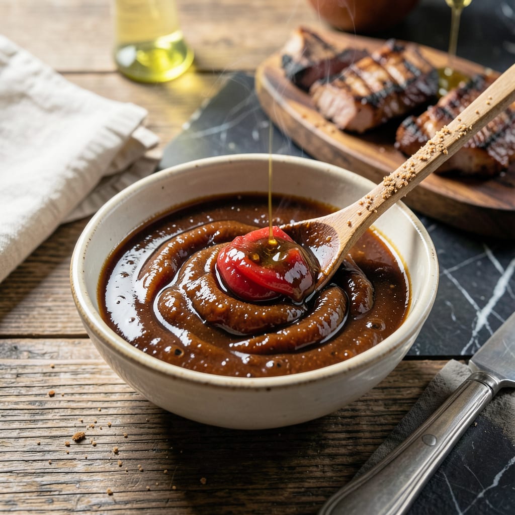 Home Made BBQ Sauce Recipe: Vinegar Kissed Sweetness With a Kick illustration with key details