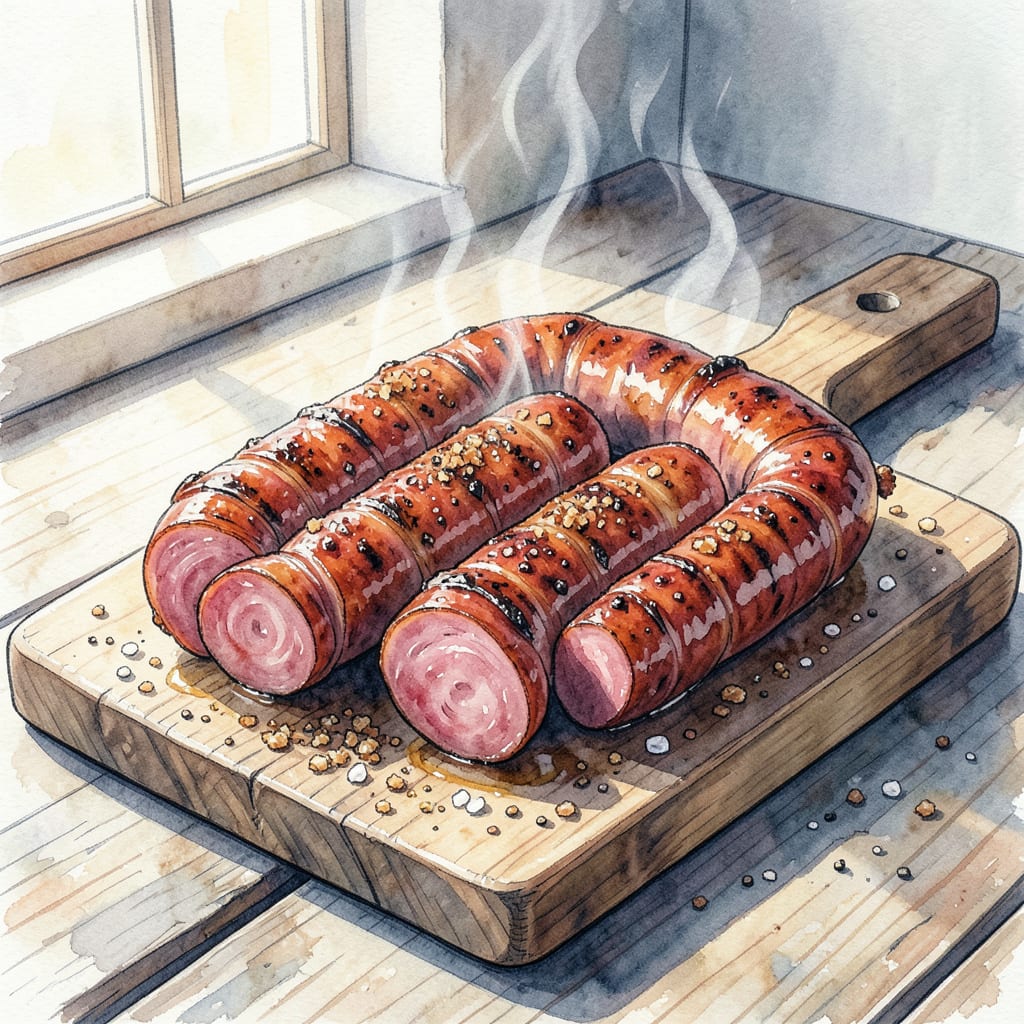 Homemade BBQ Sausage Recipe: Smoky Flavors and Juicy Texture illustration with key details