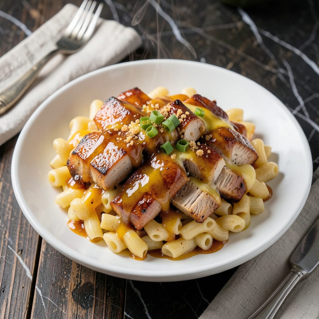 Visual representation of Honey BBQ Chicken Mac and Cheese Recipe: Smoky Sweet Meets Creamy Comfort