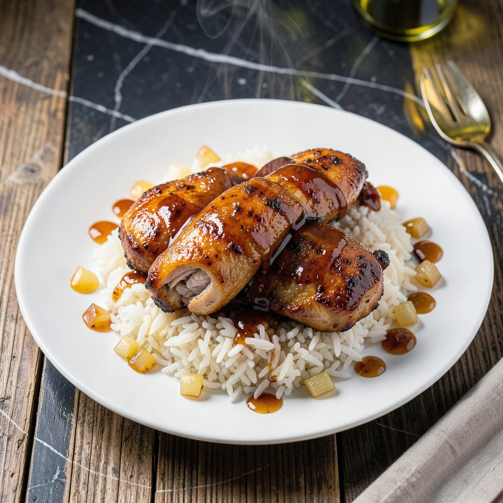 Comprehensive honey bbq chicken rice recipe visual reference