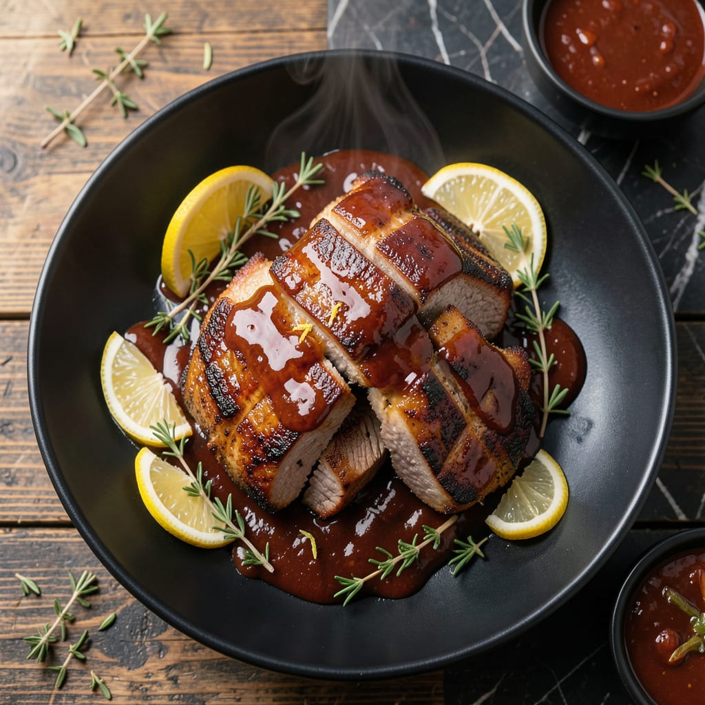 honey bbq pork chops recipe example with annotations