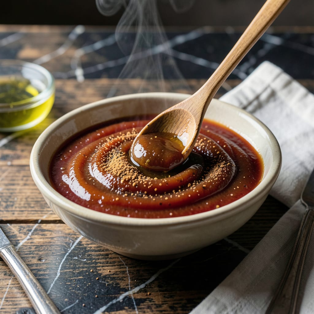 honey roasted bbq sauce recipe illustration with key details