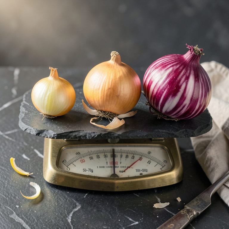 Visual representation of How Much Does an Onion Weigh in Grams: Average Weights by Size
