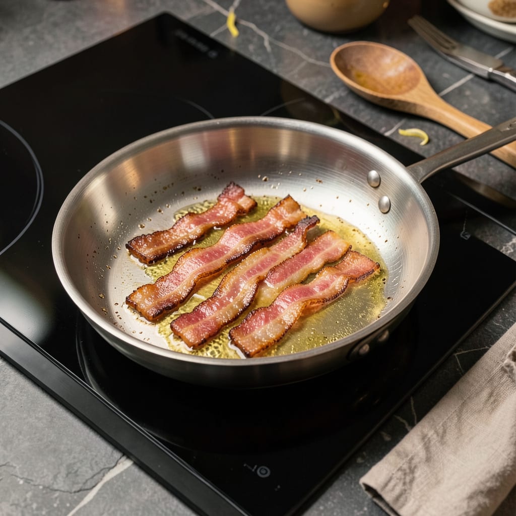 Visual representation of How to Cook Bacon in a Stainless Steel Pan: Crispy, Even Results Without the Mess