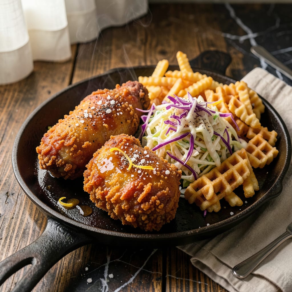 Visual representation of how to cook frozen fried chicken