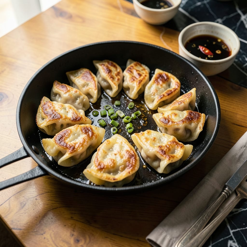 Visual representation of How to Cook Gyoza From Frozen: Crispy Pan Fried Perfection in Minutes
