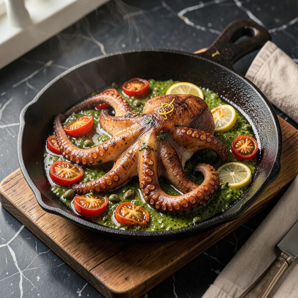Visual representation of How to Cook Octopus in a Pan: Tender and Charred in 20 Minutes