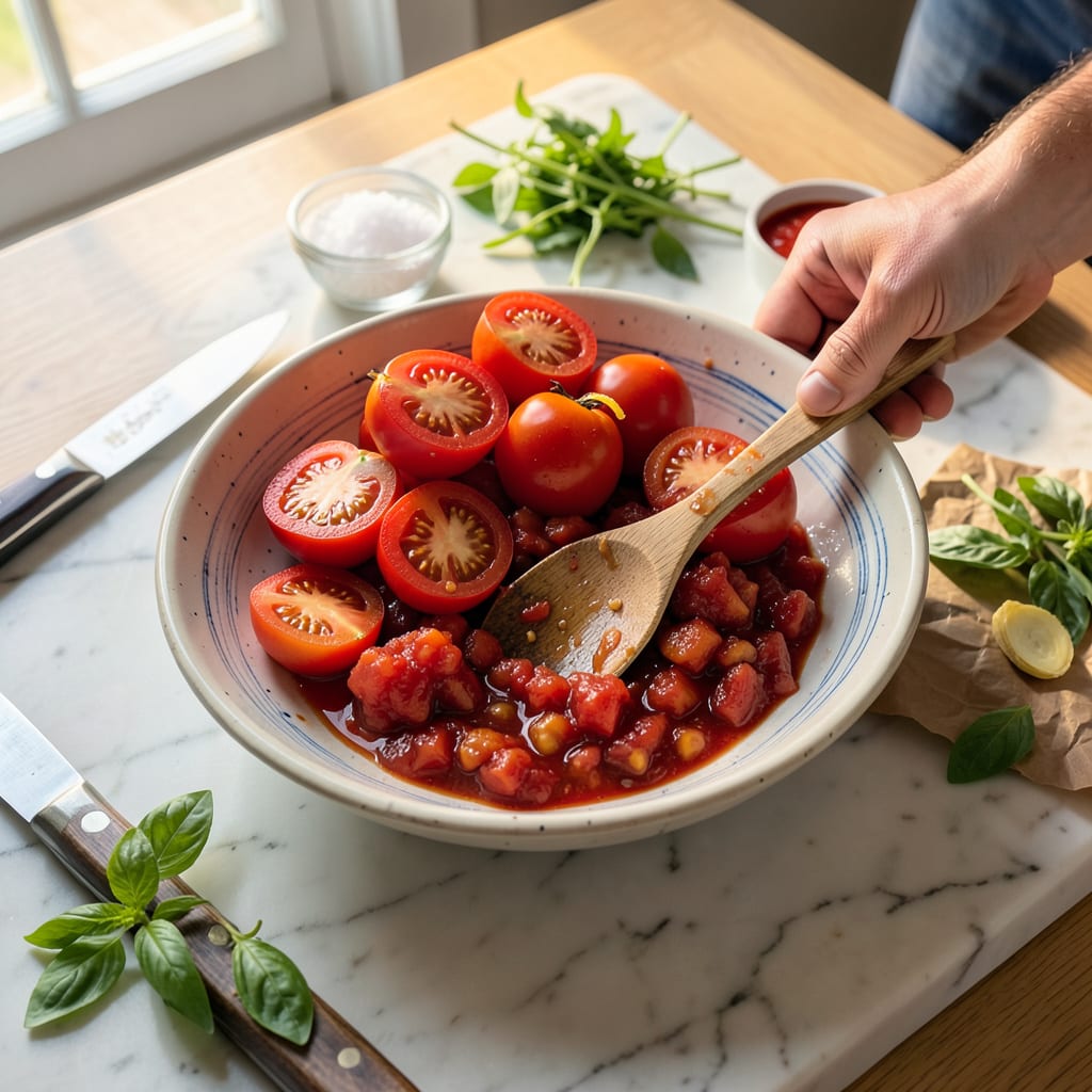 how to crush tomatoes for sauce illustration with key details