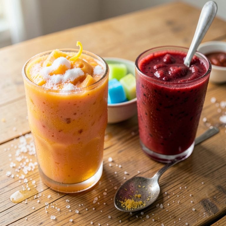 Visual representation of how to make a slushie at home without a blender