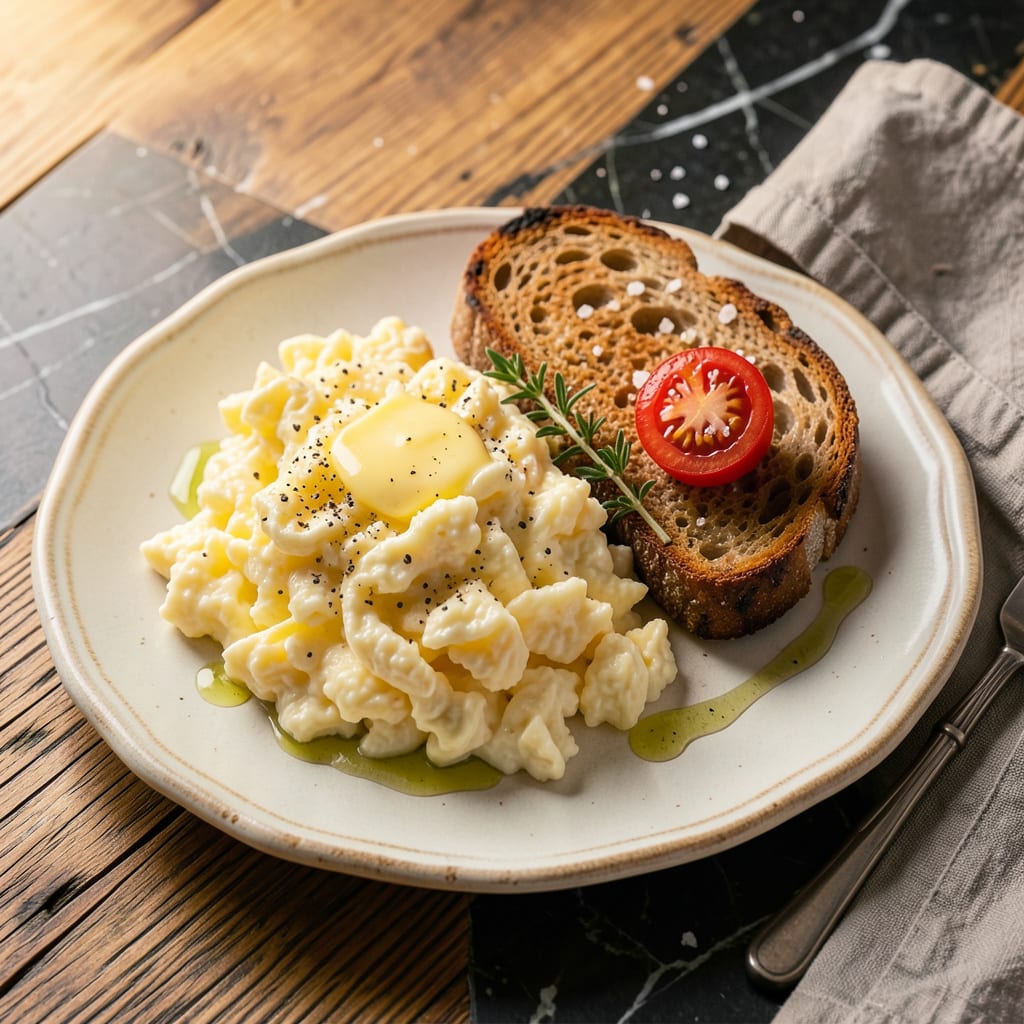 How to Make Scrambled Eggs Recipe: Fluffy, Creamy, and Foolproof Steps example with annotations