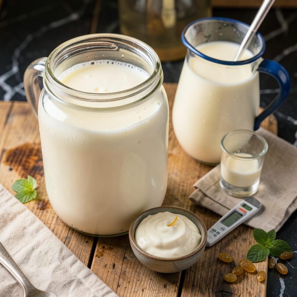 Visual representation of how to make sour yogurt
