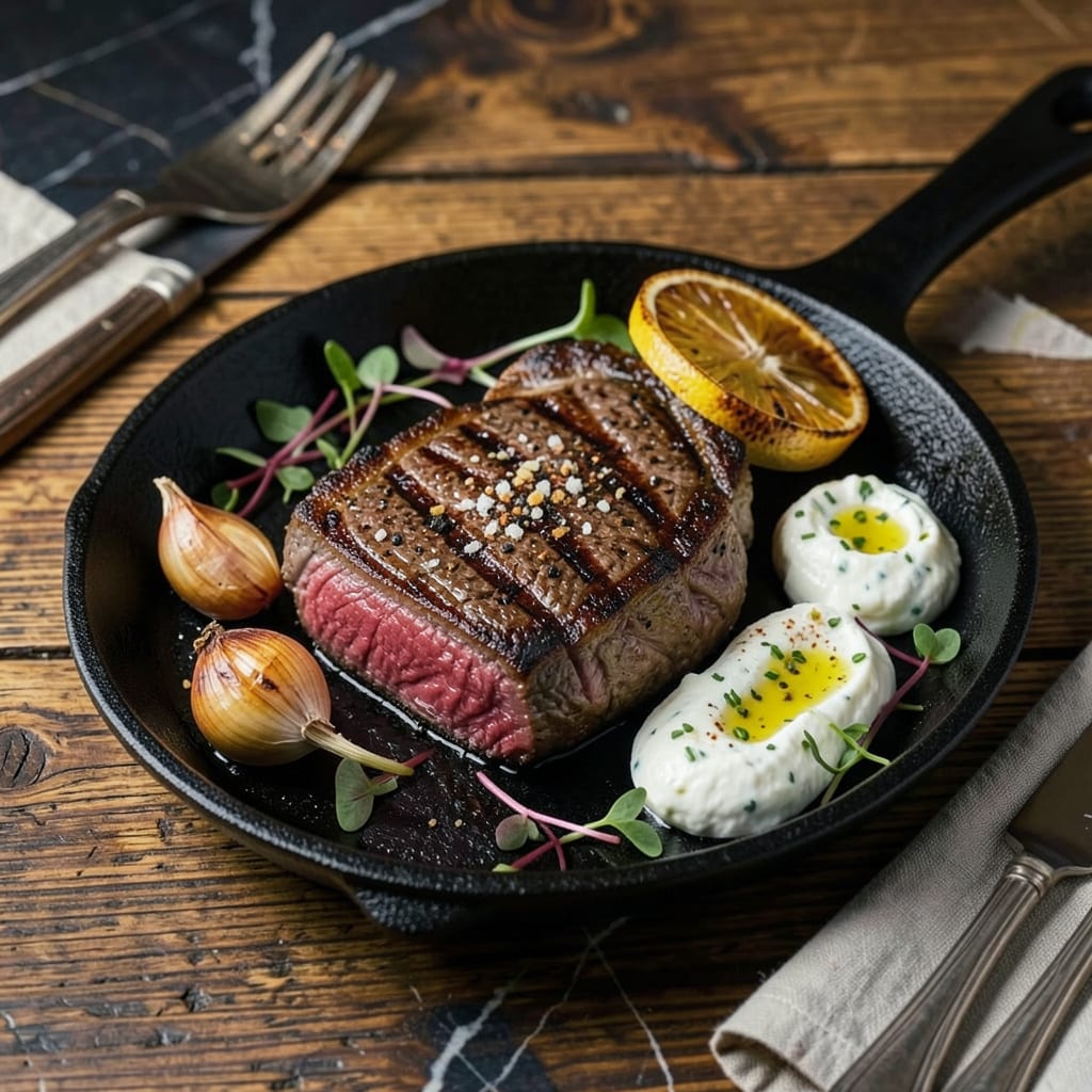 Visual representation of how to properly season a steak